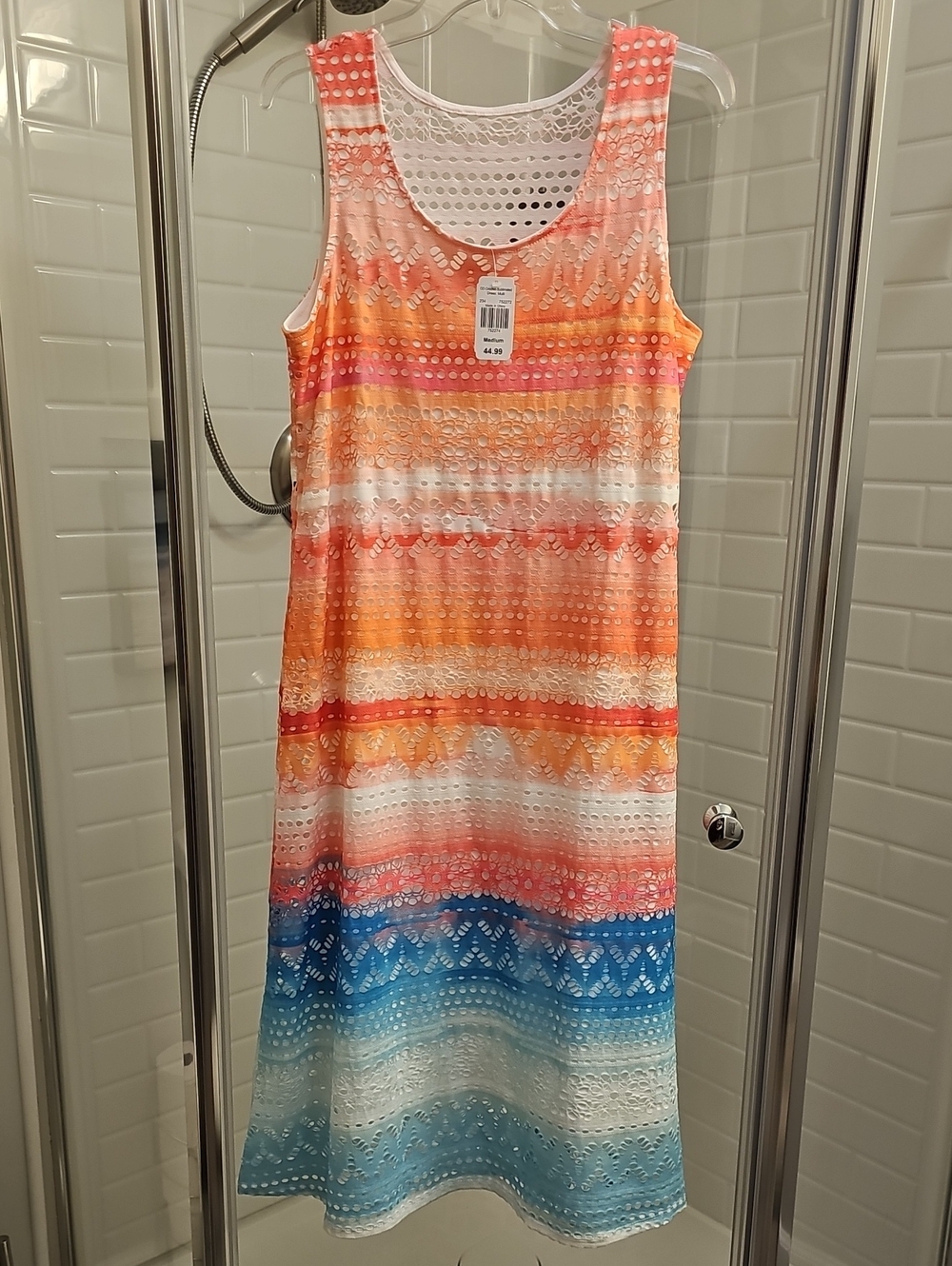 Cloth & Portrait Women's Sleeveless Eyelet Stripe Ombre Dress. NWT.